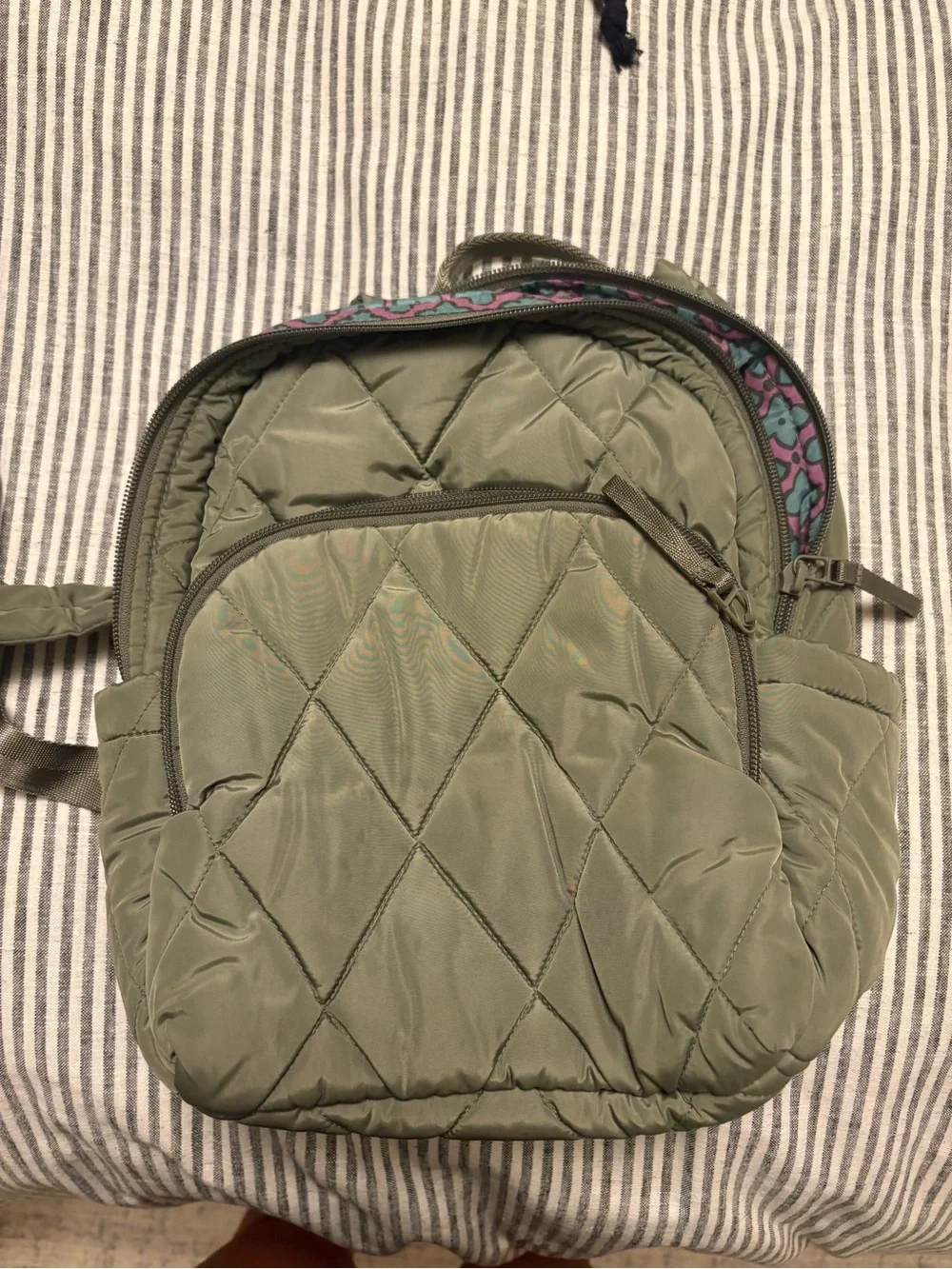 Vera Bradley Quilted Olive Mini Backpack